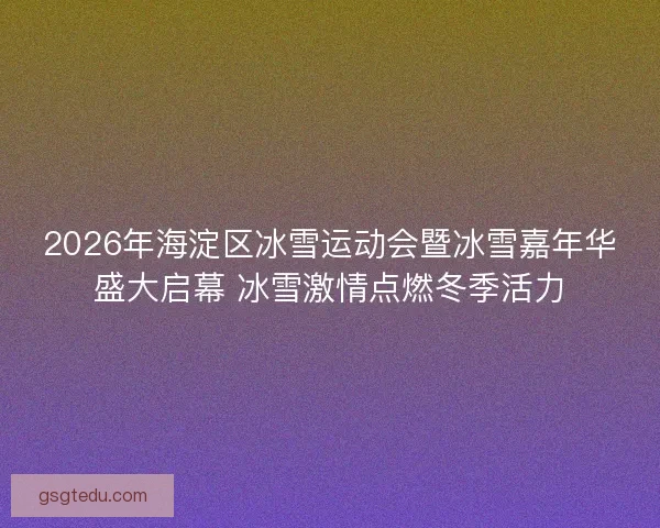 2026年海淀区冰雪运动会暨冰雪嘉年华盛大启幕 冰雪激情点燃冬季活力